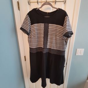 4X 28W eShakti dress, mid-length, Dobby, sleeve detail